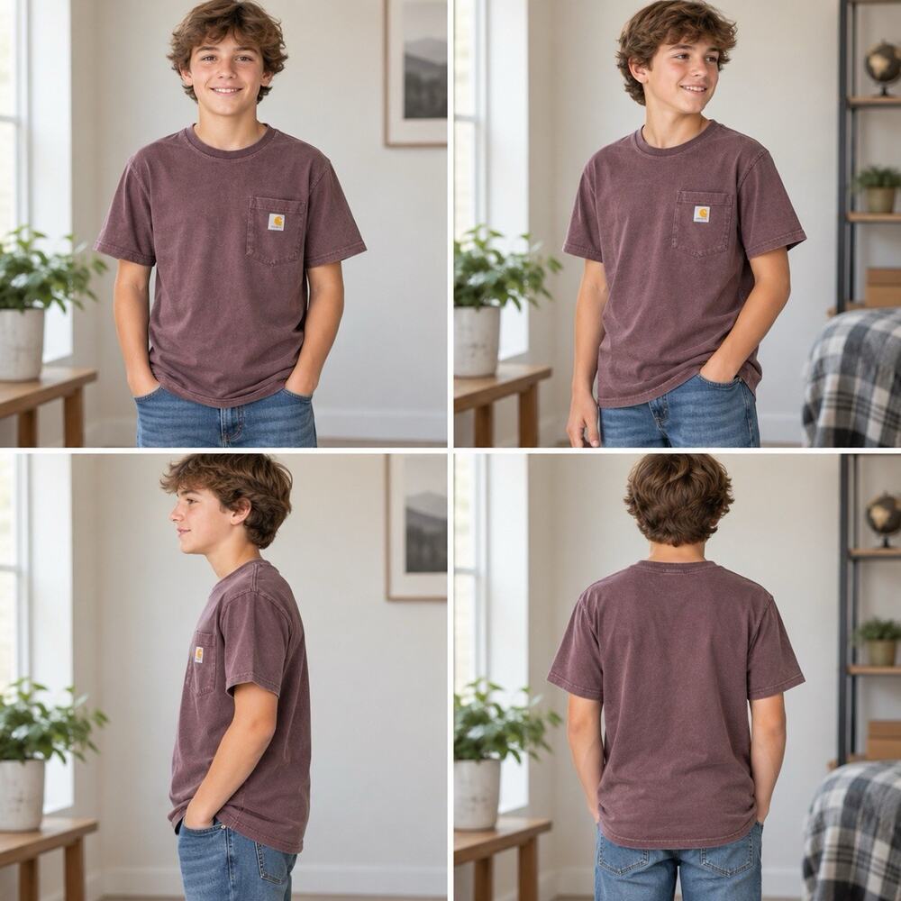 CARHARTT Loose Fit Short Sleeve Tee Boys L (12-14) Heathered Blue Workwear